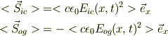 <\vec S_{ic}> &= <c\epsilon_0 E_{ic}(x,t)^2>\vec e_x\\<\vec S_{og}> &= -<c\epsilon_0 E_{og}(x,t)^2>\vec e_x  