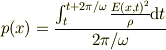 p(x)= \frac{\int_t^{t+2\pi/\omega} \frac{E(x,t)^2}{\rho}\mathrm{d}t}{ 2\pi/\omega}
