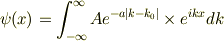 \psi (x)=\int_{-\infty}^{\infty}Ae^{-a|k-k_0|}\times e^{ikx}dk