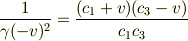 \frac1{\gamma(-v)^2}=\frac{(c_1+v)(c_3-v)}{c_1c_3}