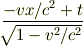 \frac{-vx/c^{2}+t}{\sqrt[]{1-v^{2}/c^{2}}}