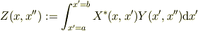 Z(x,x'') := \int_{x'=a}^{x'=b}X^* (x,x')Y(x',x'')\mathrm{d}x'