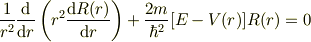 \frac{1}{r^2}\frac{\mathrm{d}}{\mathrm{d} r}\left( r^2\frac{\mathrm{d} R(r)}{\mathrm{d} r}\right) +\frac{2m}{\hbar^2}[E-V(r)]R(r) = 0
