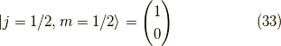 |j=1/2, m=1/2 \rangle = \begin{pmatrix}1 \\0\end{pmatrix} \tag{33}
