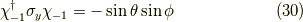 \chi_{-1}^\dagger \sigma_y \chi_{-1} = -\sin \theta \sin \phi \tag{30}