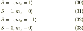 &| S=1, m_z=1 \rangle \tag{30} \\&| S=1, m_z=0 \rangle \tag{31} \\&| S=1, m_z=-1 \rangle \tag{32} \\&| S=0, m_z=0 \rangle \tag{33}