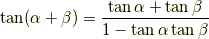 \tan(\alpha + \beta) = \frac{\tan\alpha + \tan\beta}{1-\tan\alpha\tan\beta}